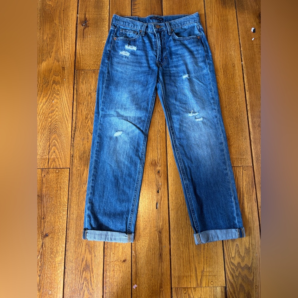 Lucky Brand Distressed Straight Leg Jeans Women’s 28 Mid Wash Cuffed Hem